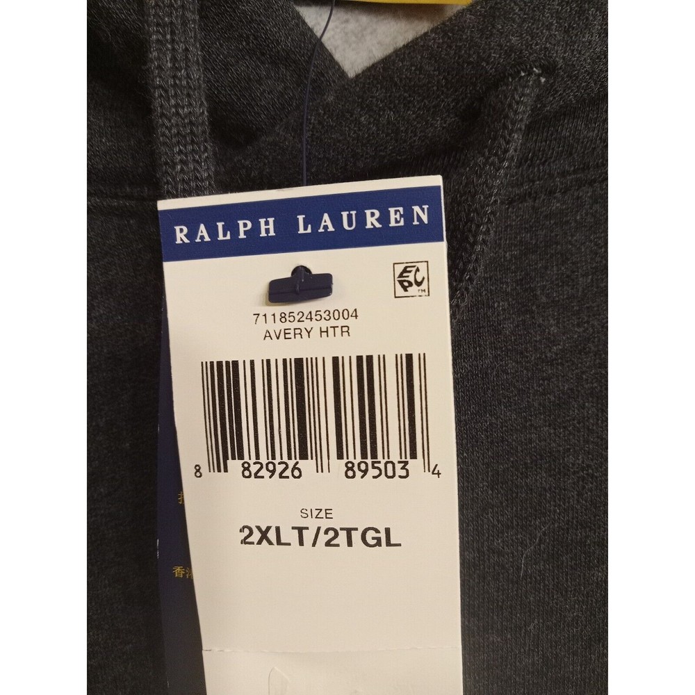 NWT‎ - Polo Ralph Lauren Men's POLO BEAR Hooded Sweatshirt Ski Charcoal Sz 2XLT - Picture 5 of 5